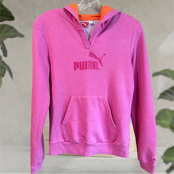 Puma Tops - Puma Bright Pink and Orange Sport Lifestyle Hooded Sweatshirt Size Small